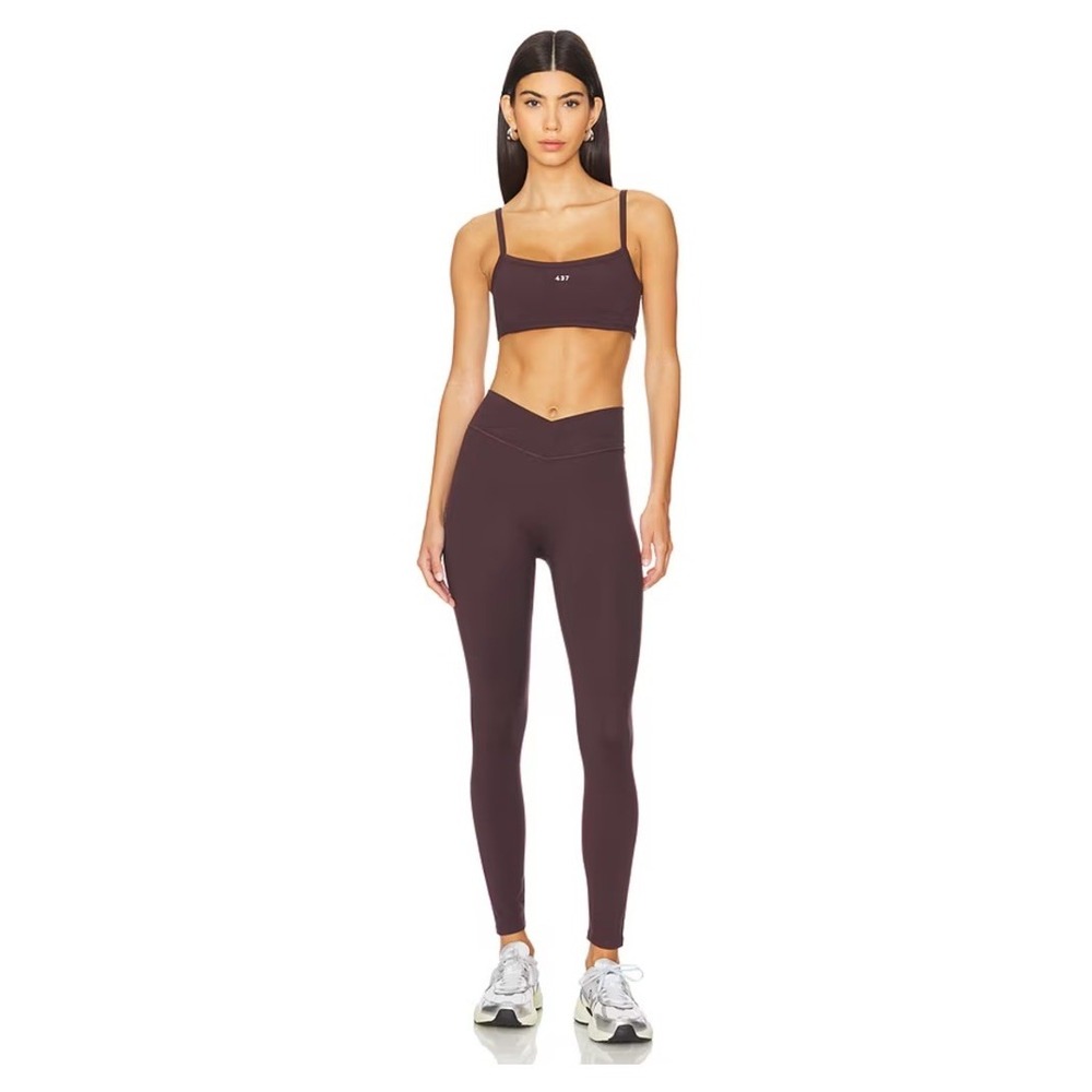 437 Four Three Seven V- Neck Leggings Brown Size S Buttery Soft Running Gym Yoga